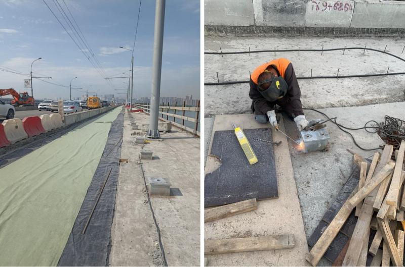 На Октябрьском мосту переустроили почти 1,5 км тротуаров в Новосибирске